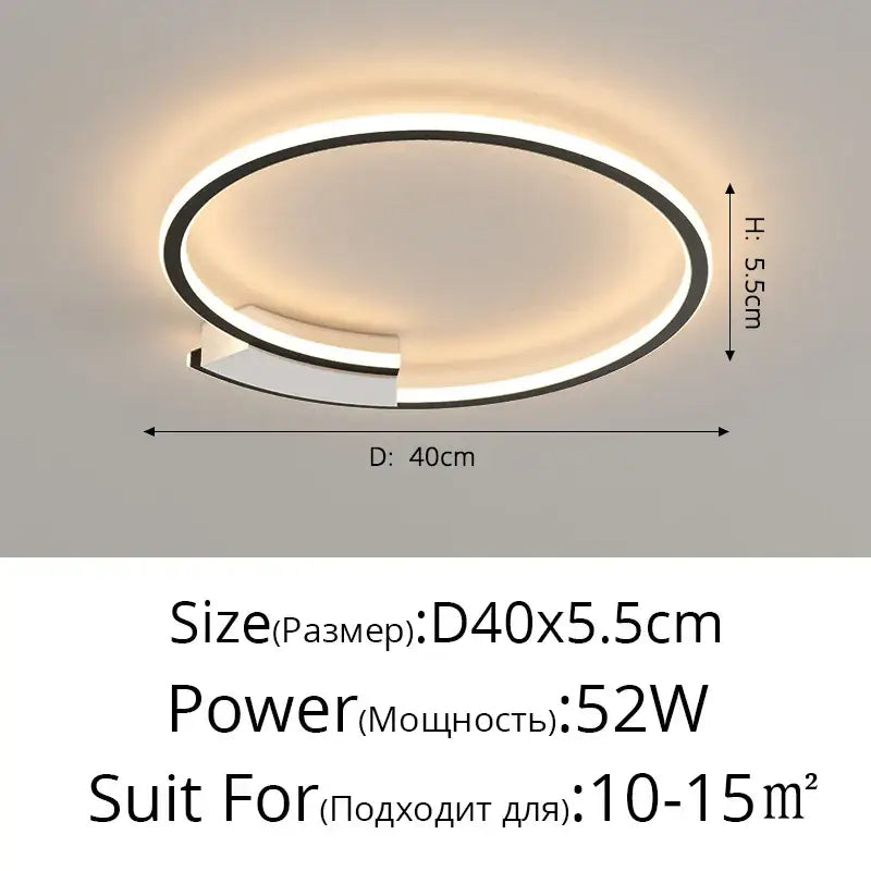 Black LED Ceiling Lamp with Dimmable Round Shade