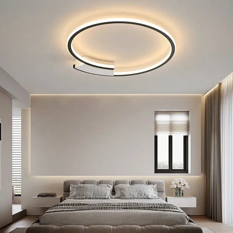 Black LED Ceiling Lamp with Dimmable Round Shade