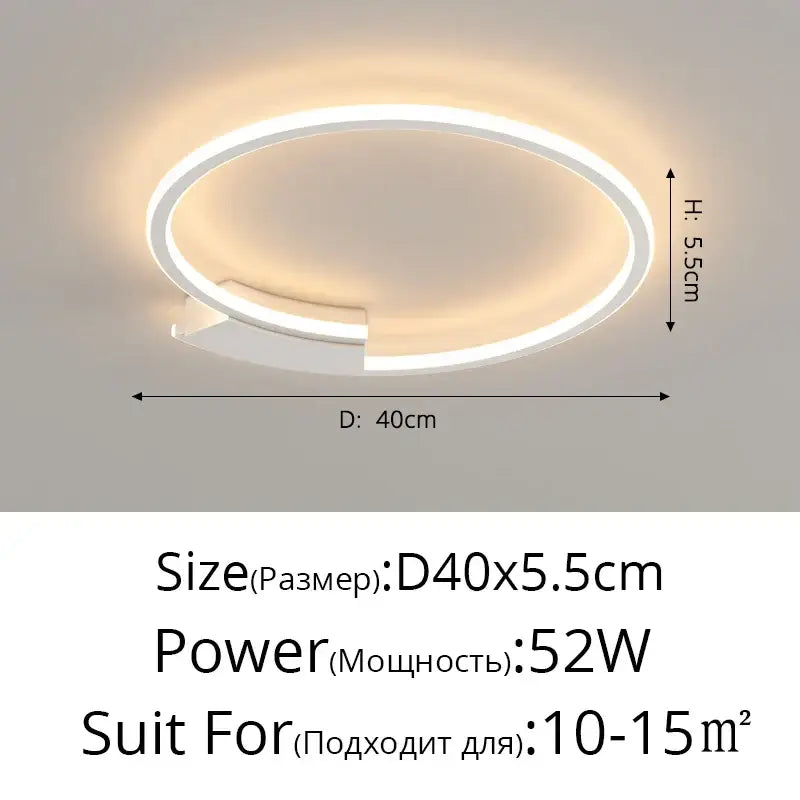 Black LED Ceiling Lamp with Dimmable Round Shade