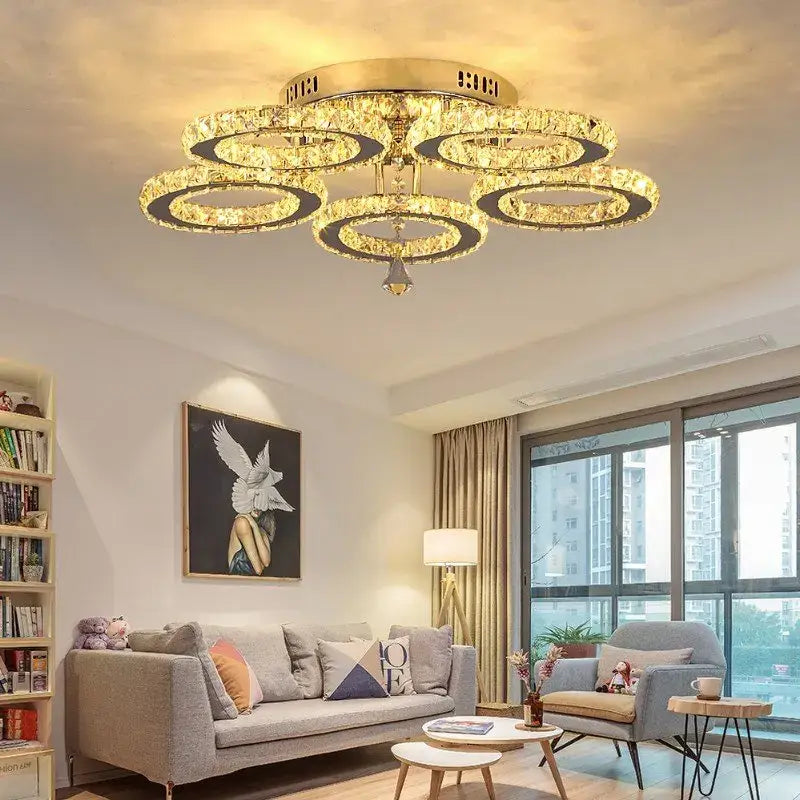 Black Crystal Ceiling Chandelier Clear Accents