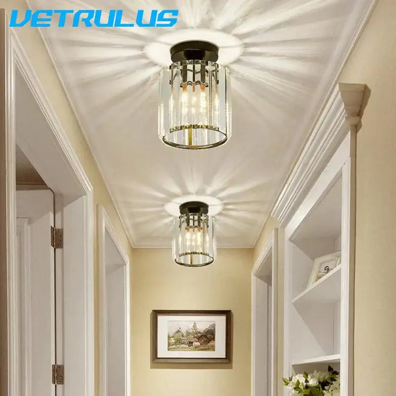 Black Crystal Ceiling Light Clear Crystal Mix