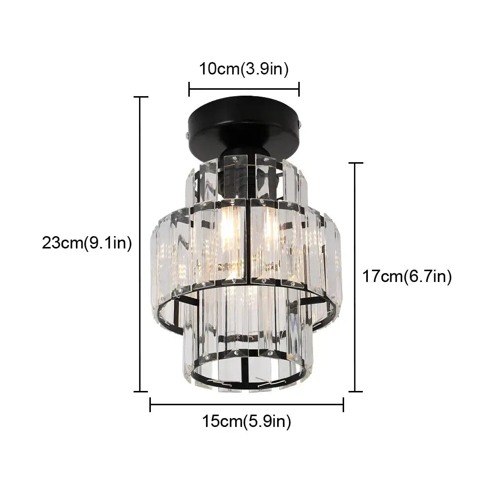 Black Crystal Ceiling Light Clear Crystal Mix