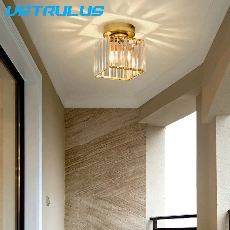 Black Crystal Ceiling Light Clear Crystal Mix