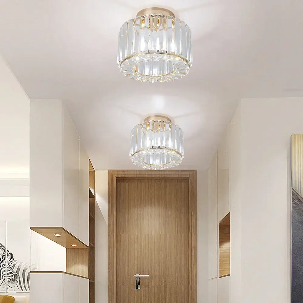 Black Crystal Ceiling Light Clear Crystal Mix