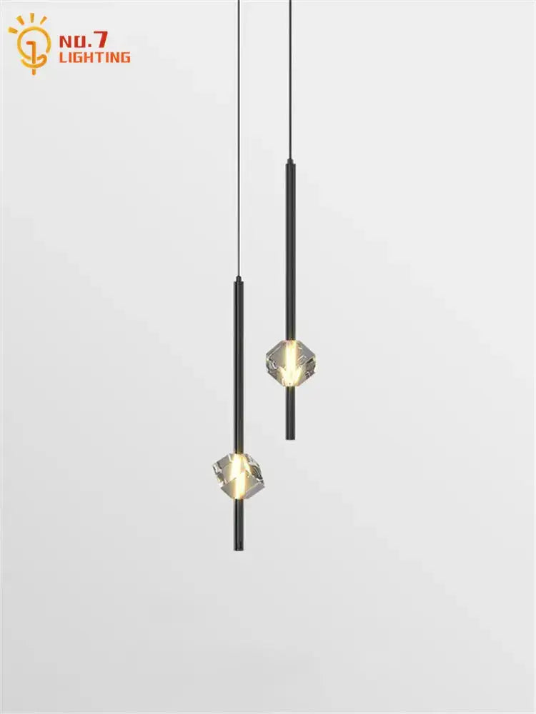 Black Crystal Pendant Light with Minimalist Design
