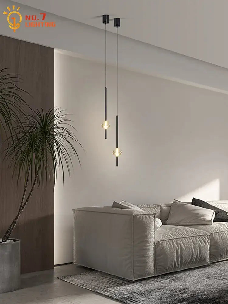 Black Crystal Pendant Light with Minimalist Design