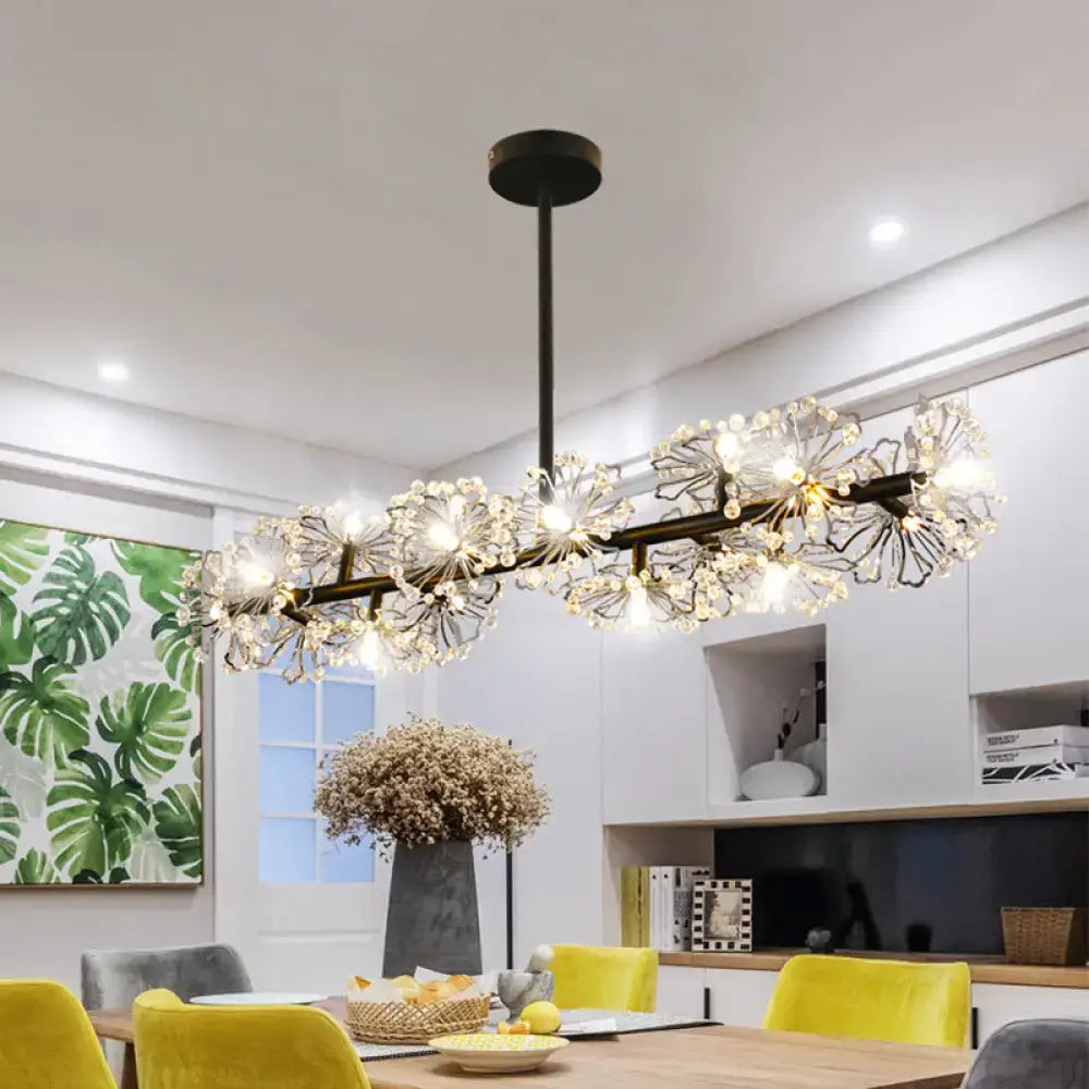 Black Crystal Blossom Chandelier