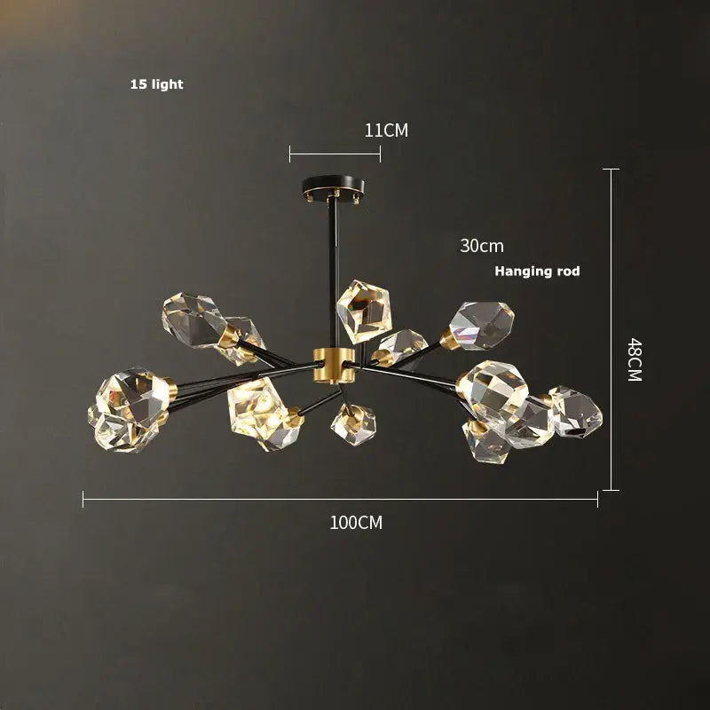 Black Crystal Art Deco Chandelier