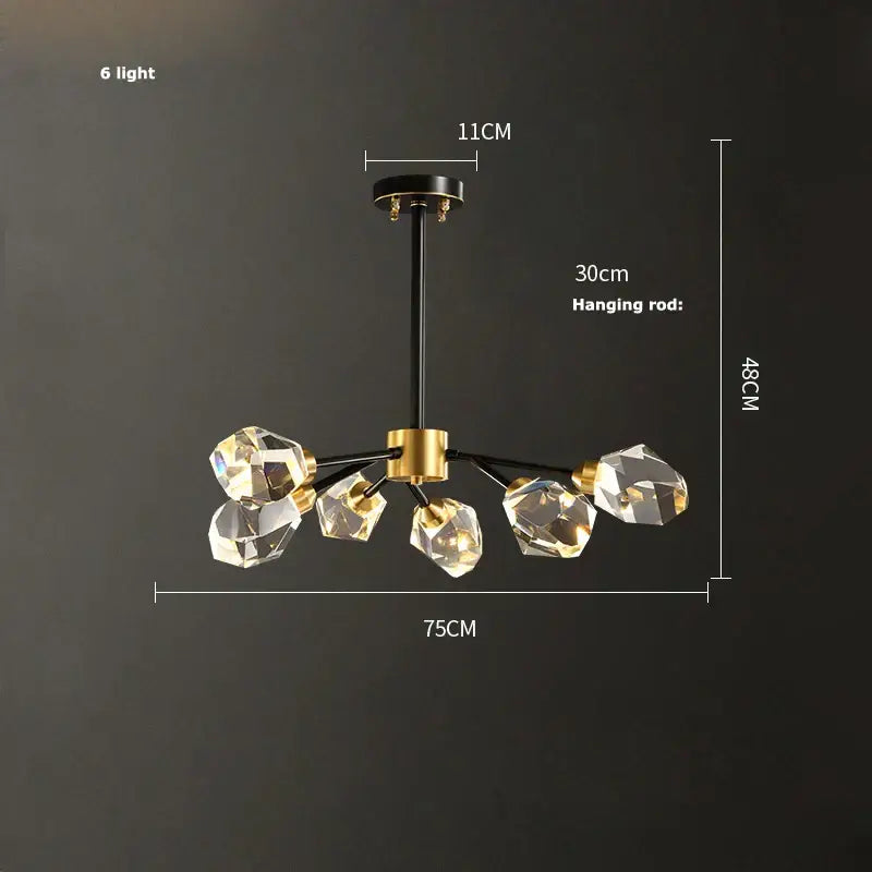 Black Crystal Art Deco Chandelier