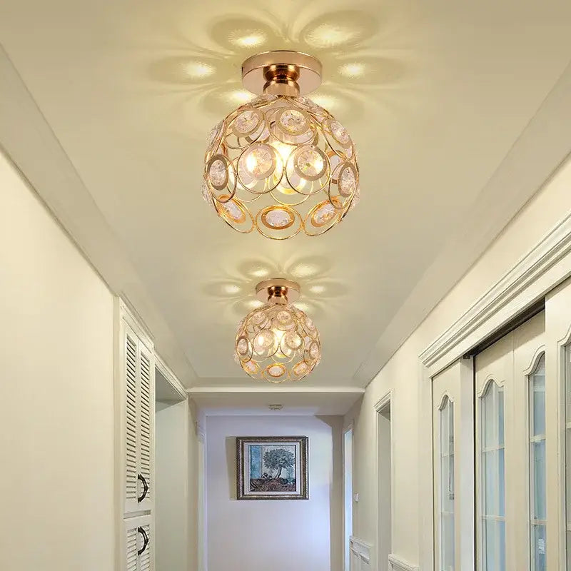 Black Crystal Ceiling Light Hollow-Carved Design