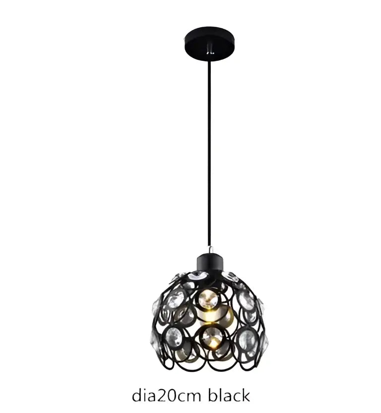 Black Crystal Ceiling Light Hollow-Carved Design