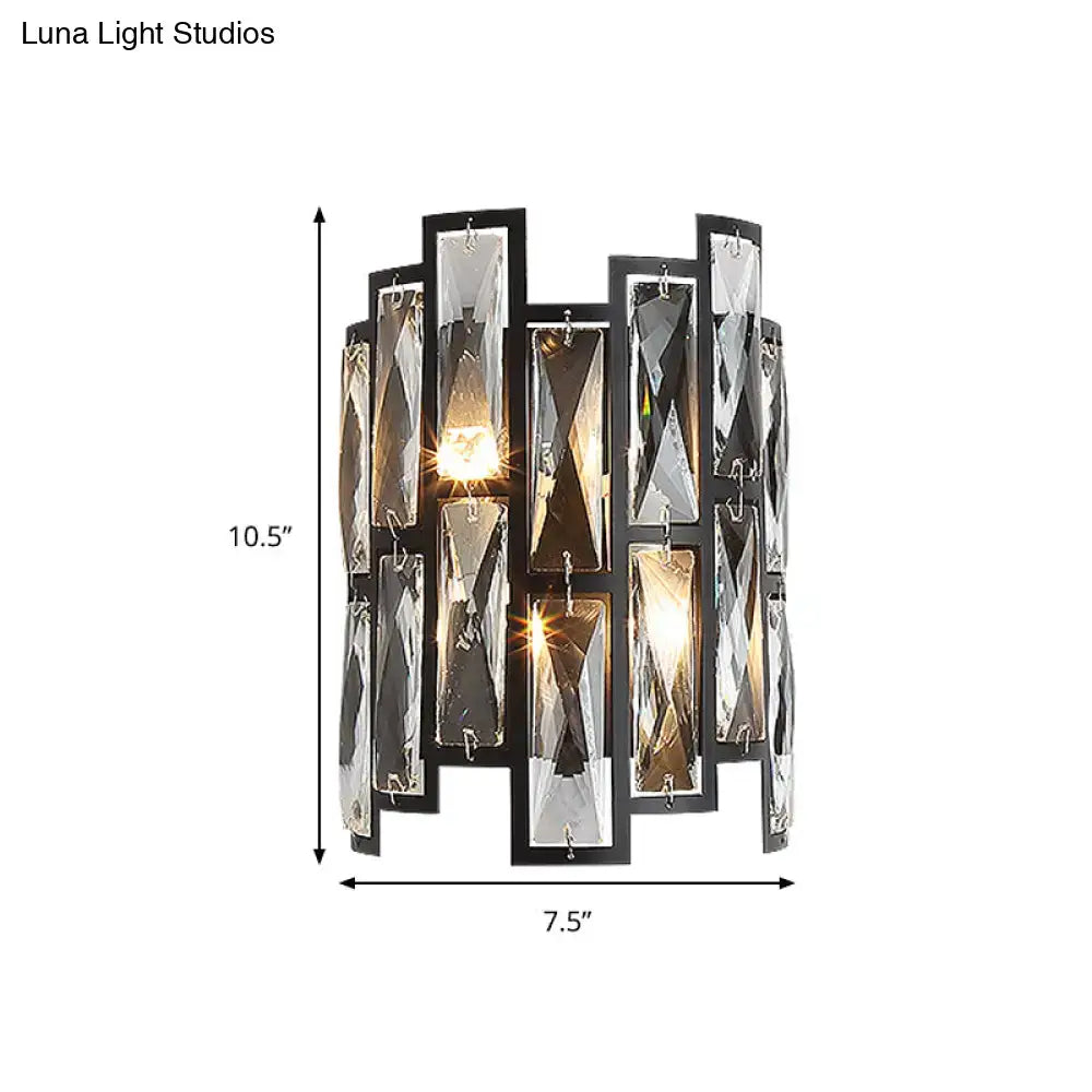 Black Crystal Half-Cylinder Block Sconce