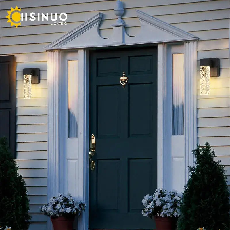 Black Crystal Outdoor Wall Light