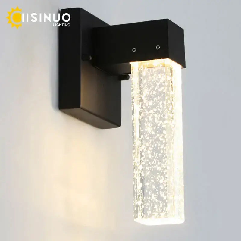 Black Crystal Outdoor Wall Light