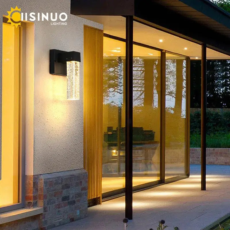Black Crystal Outdoor Wall Light