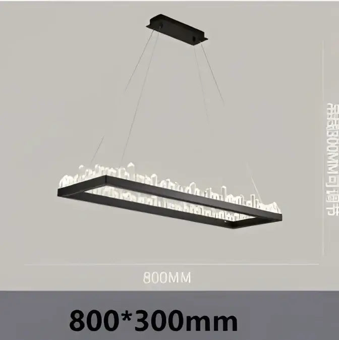 Black Crystal 80cm Pendant Light