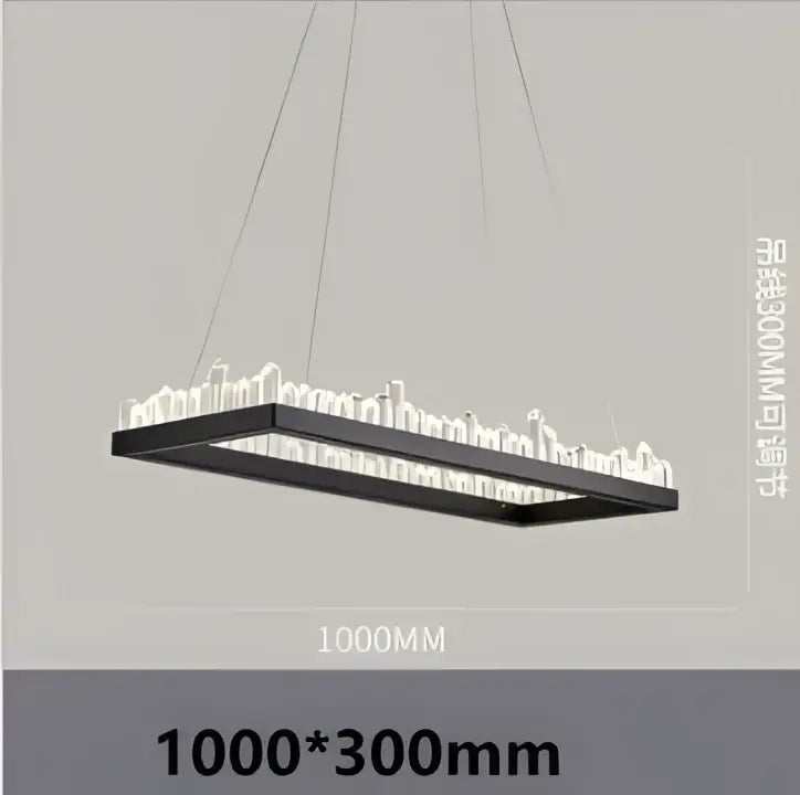 Black Crystal 80cm Pendant Light