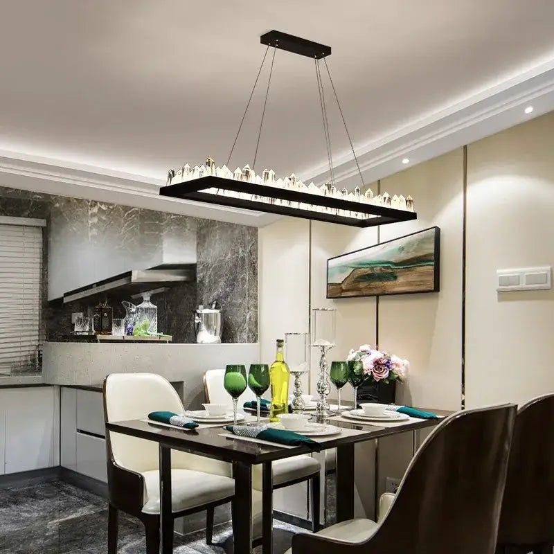 Black Crystal 80cm Pendant Light