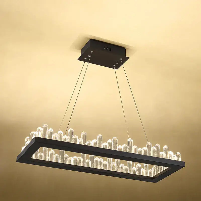 Black Crystal 80cm Pendant Light