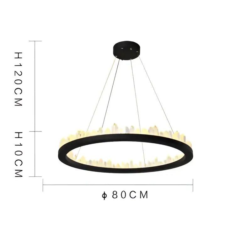 Black Crystal 80cm Pendant Light