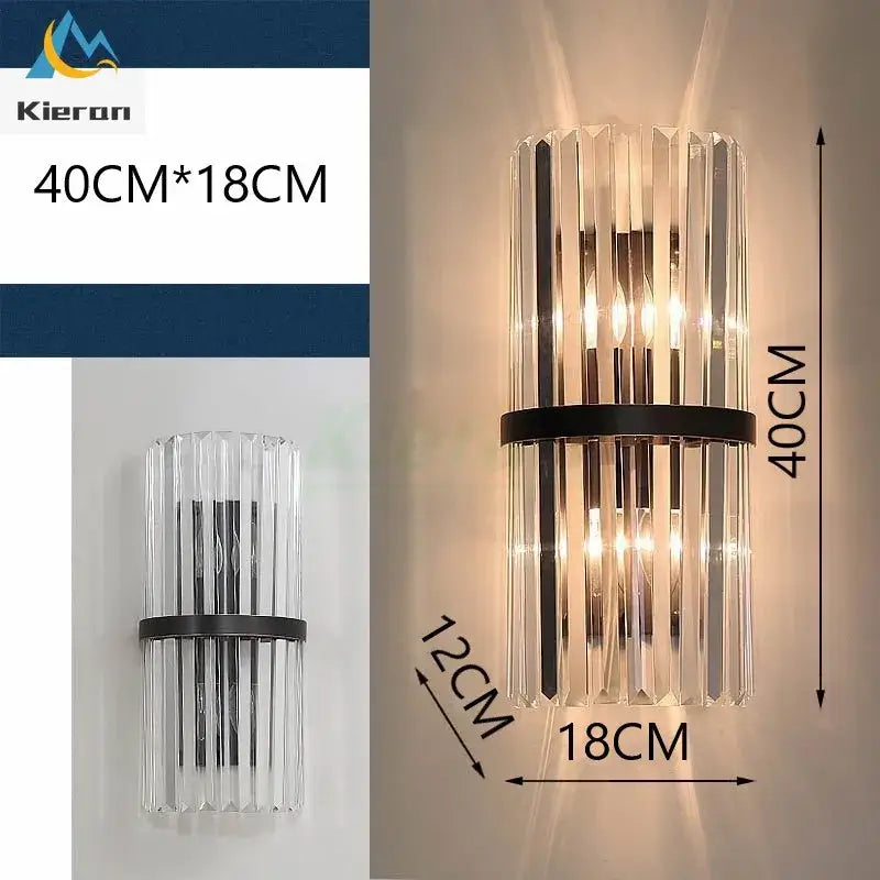 Black Glass 40cm Wall Sconce