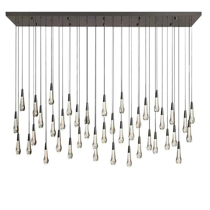 Black Crystal Chandelier 47-Light for Stairwells
