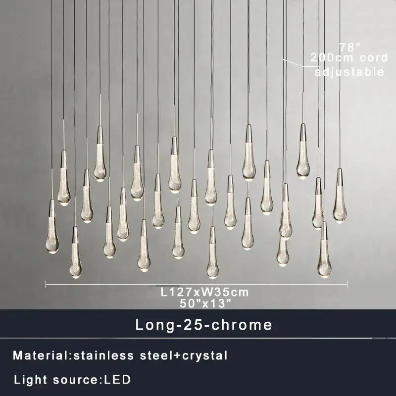 Black Crystal Chandelier 47-Light for Stairwells