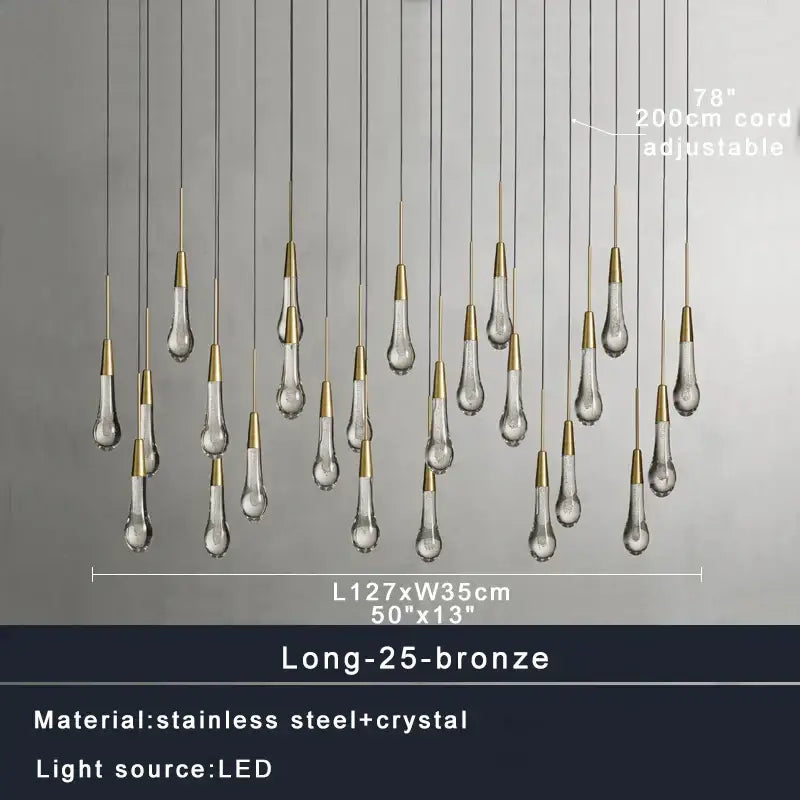 Black Crystal Chandelier 47-Light for Stairwells