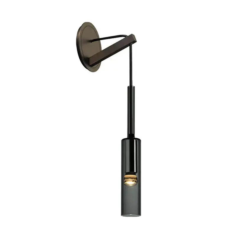 Black Crystal Wall Light Cylindrical Design