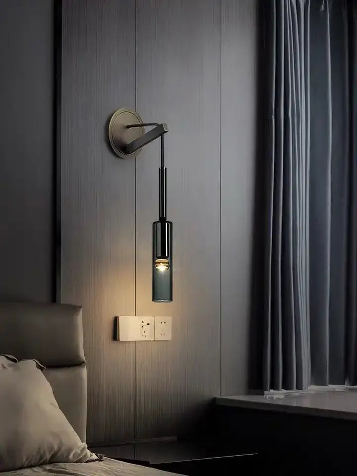 Black Crystal Wall Light Cylindrical Design