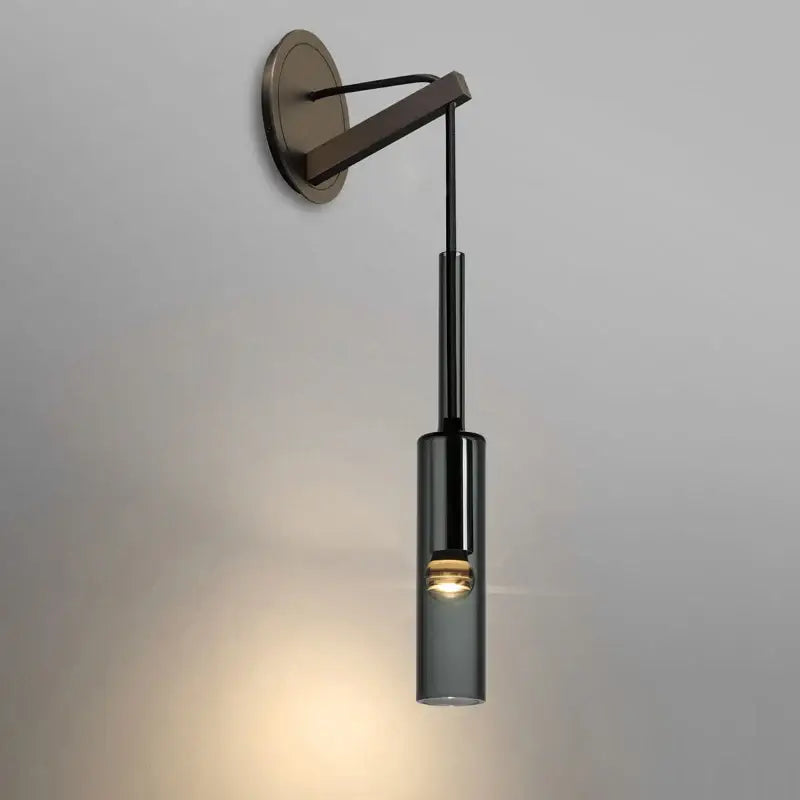 Black Crystal Wall Light Cylindrical Design