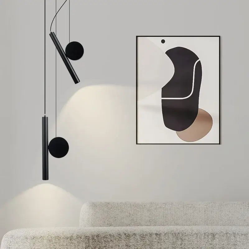 Black Cylindrical LED Pendant Lamp for Dining