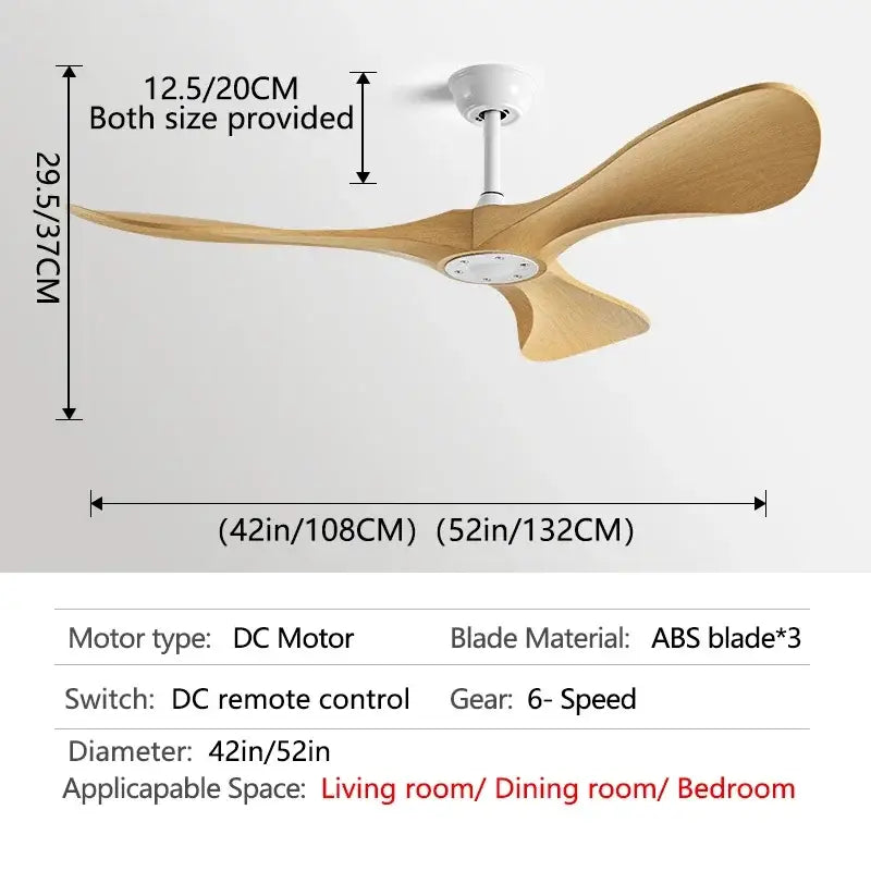 Black Wood 52-Inch Three-Blade Ceiling Fan