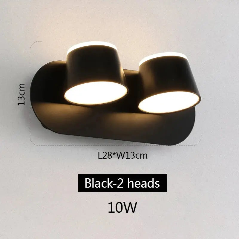 Black Adjustable Wall Sconce 3-Head 15W