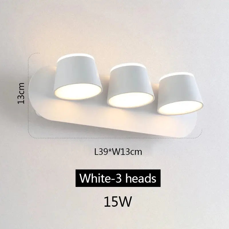 Black Adjustable Wall Sconce 3-Head 15W