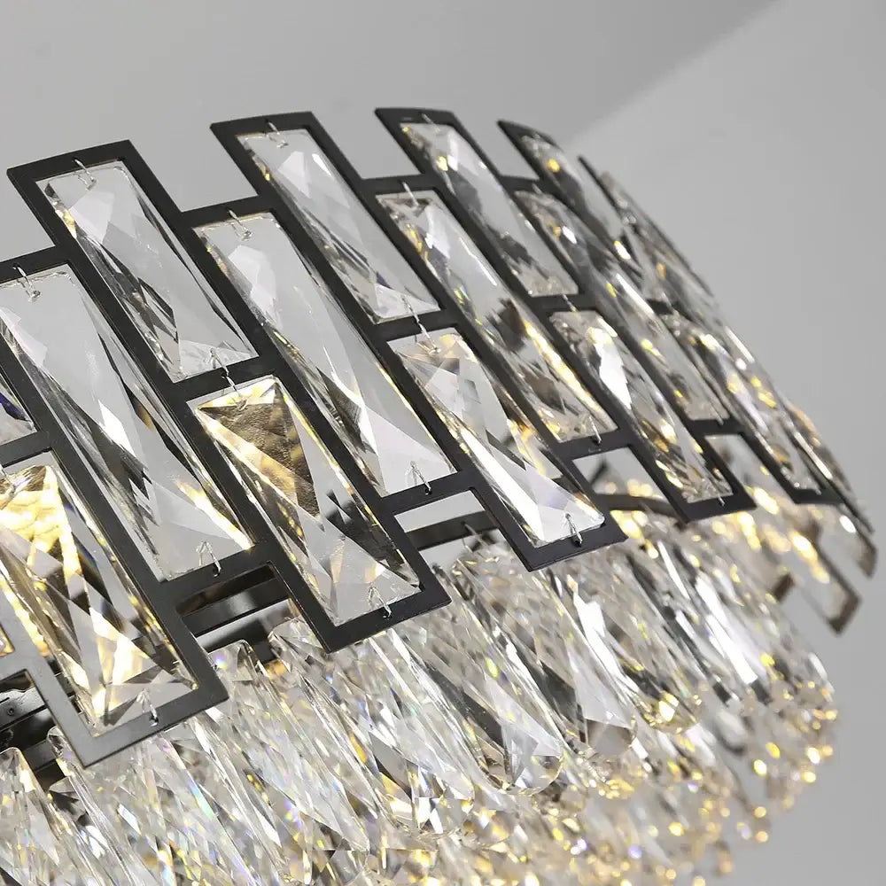 Black Crystal LED 100cm Chandelier