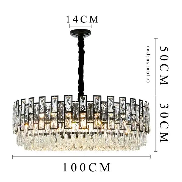 Black Crystal LED 100cm Chandelier