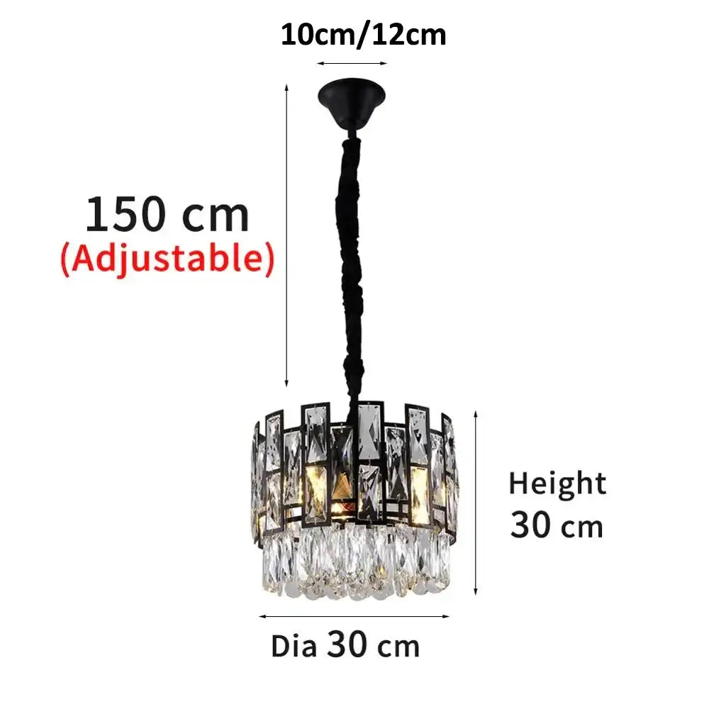 Black Crystal LED 100cm Chandelier