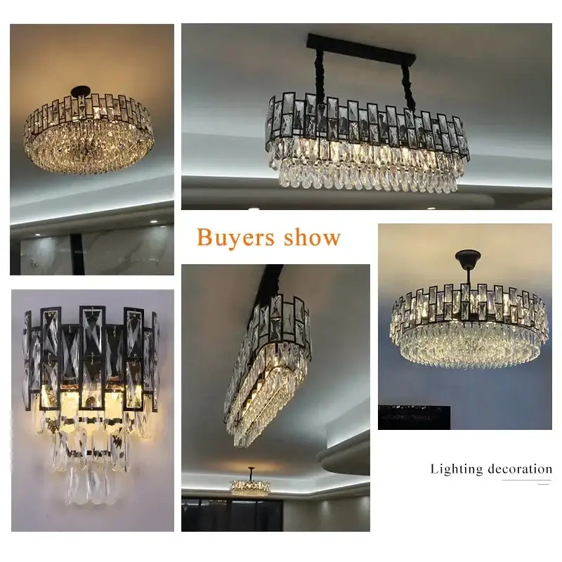 Black Crystal LED 100cm Chandelier