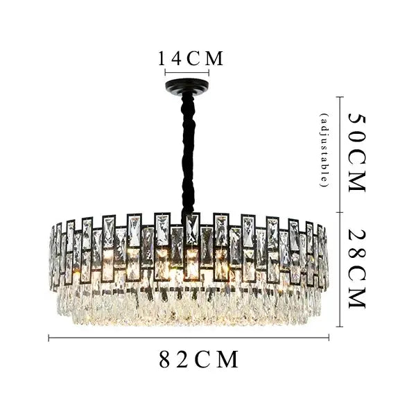 Black Crystal LED 100cm Chandelier