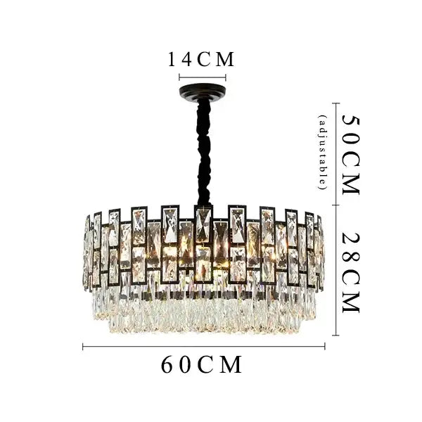 Black Crystal LED 100cm Chandelier