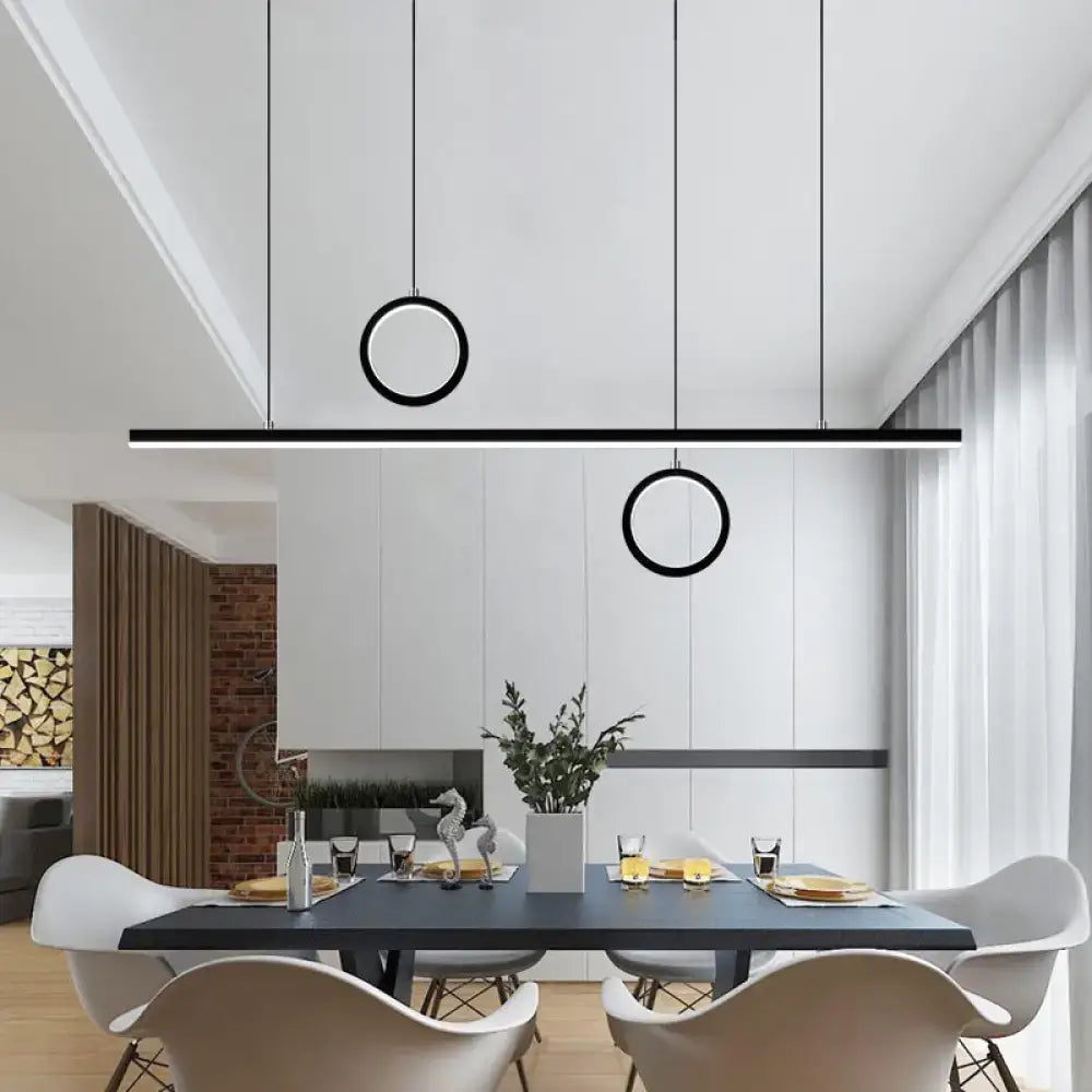 Black Dual Ring Pendant Light