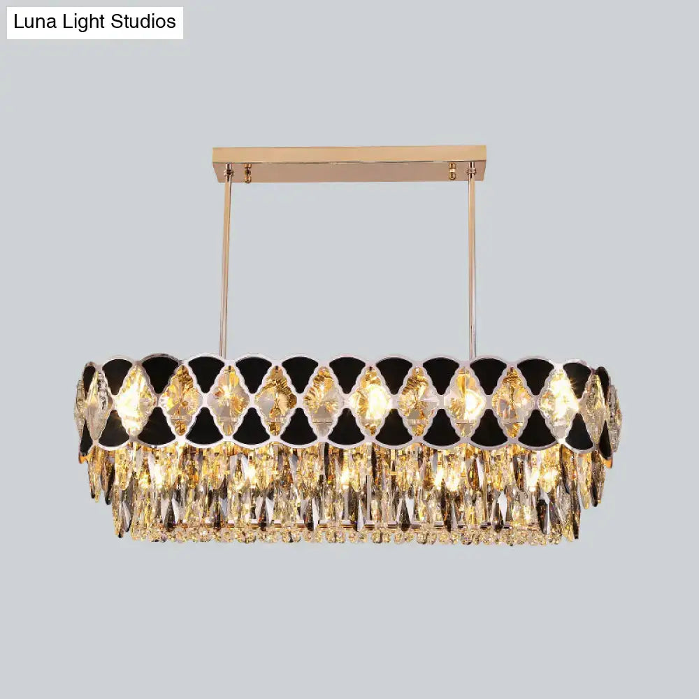Black Crystal Oval Ornamental Chandelier