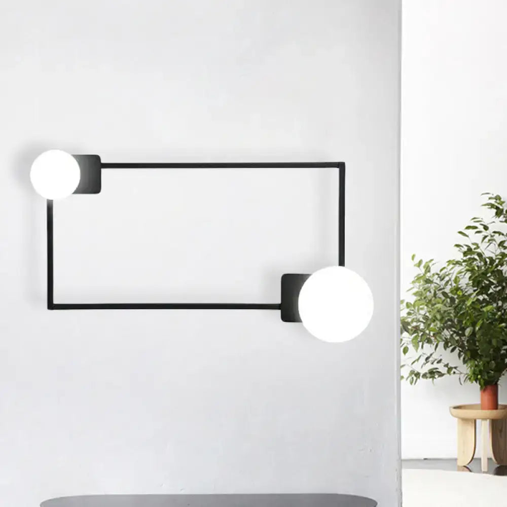 Black Rectangle Glass Globe Sconce