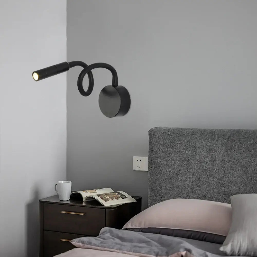 Black Gooseneck Wall Sconce for Reading Nook