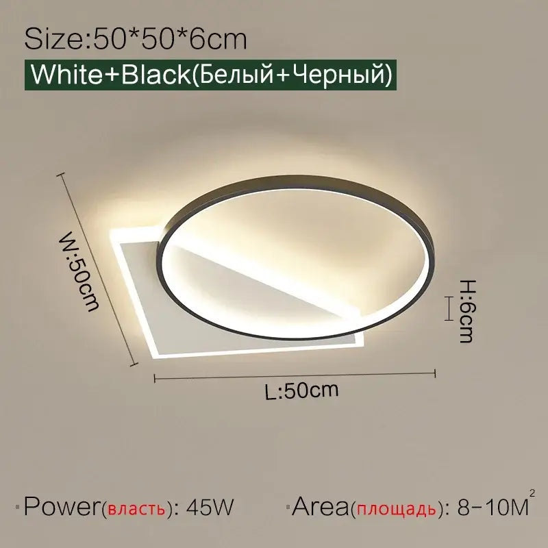 Black LED Geometric Bedroom Ceiling Lamp