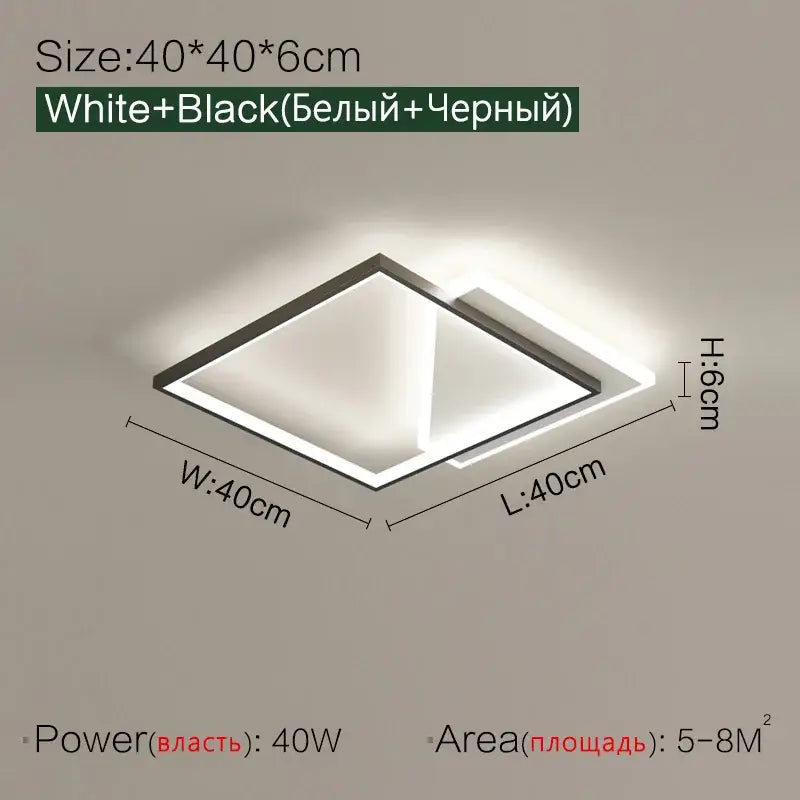 Black LED Geometric Bedroom Ceiling Lamp