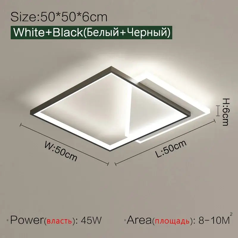 Black LED Geometric Bedroom Ceiling Lamp