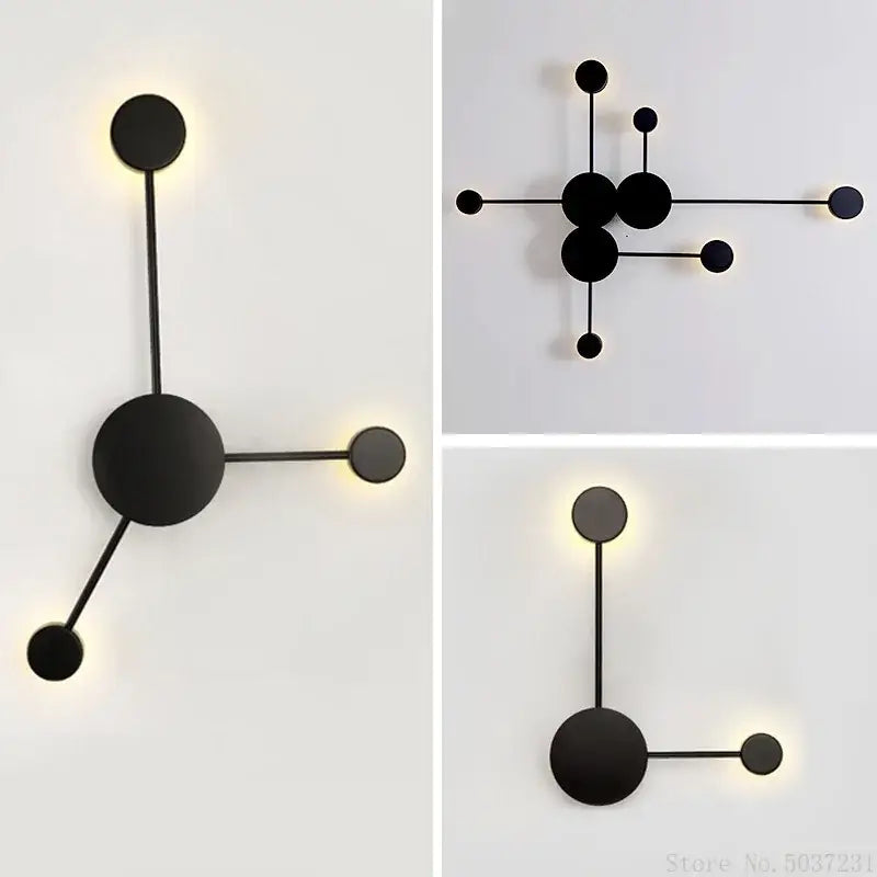 Black Geometric 6-Head 40cm Wall Sconce