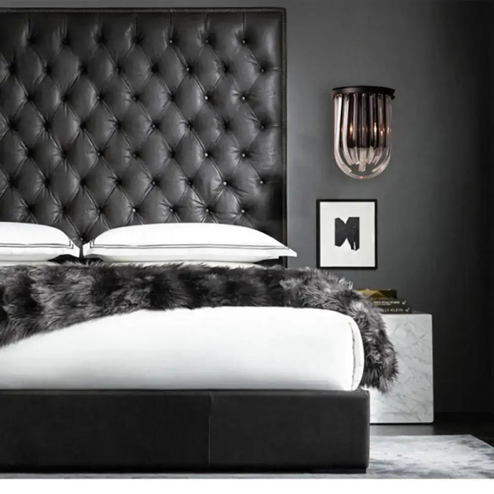 Black Glass Oval Wall Light Semi-Oval Shape